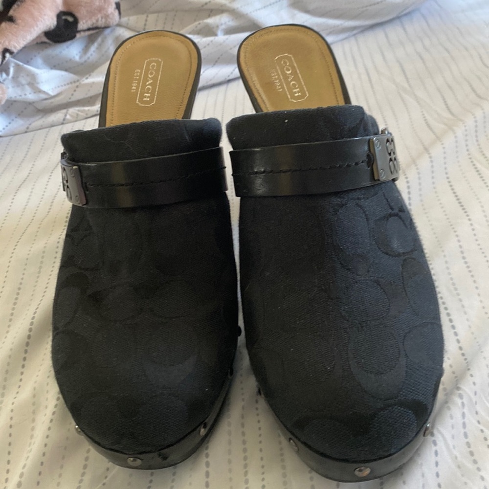 Black coach clog heels size 11 {run small) normally size 10